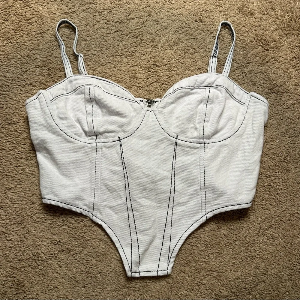 LIKE NEW Forever 21 Bustier Jean Top - Picture 3 of 5